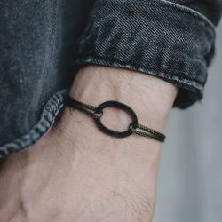 Le Sou Français bracelet - the Bastille charcoal kaki