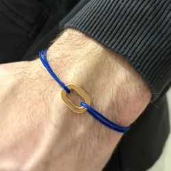 Small Flat link gold bracelet - Blue
