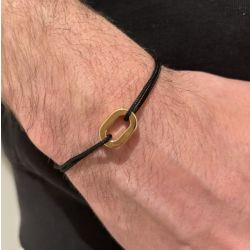 Small Flat link gold bracelet - Black