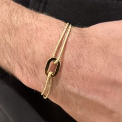 Small Flat link gold bracelet - Beige