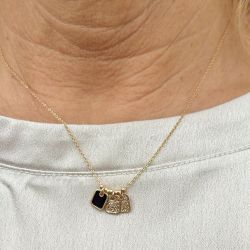 Black Square Trio Necklace Champagne Poëmia