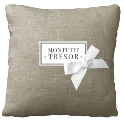 Baby Cushion "Mon petit Trésor" - Linen