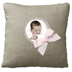 Cushion with photo - Birth Gift - Linen