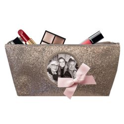 Shiny taupe Make-up bag