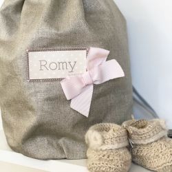 Baby girl personalized backpack - Shiny linen