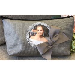 Gray glittering Make-up bag