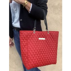 Custom Shopping Bag - red quilted