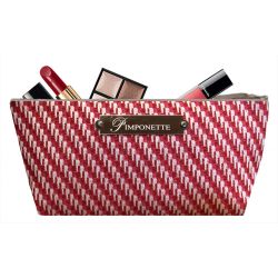 Poppy raspberry linen silver Make-up bag