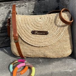 Raffia shoulder bag Straw color