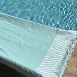 Fouta - Turquoise and Silver Beach Towel