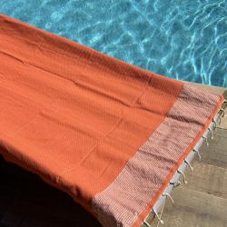 Fouta - Orange and Silver Beach Towel