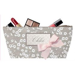 White flowers Make-up bag