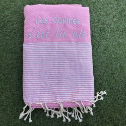 Fouta - Personalized bath towel Girlfriends is Life in Pink