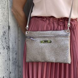 Glittering taupe Custom Pouch Bag 