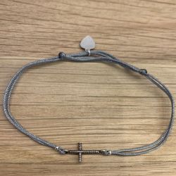 Kid's cross guitar rope bracelet - Light grey
