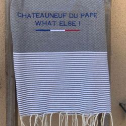 fouta - Personalized gray bath towel "Châteauneuf du Pape"