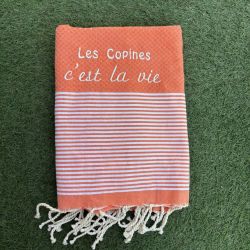 Fouta - Personalized bath towel Girlfriends is Life Orange