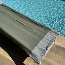 Fouta - Khaki beach towel Silver