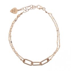 bracelet 3 mini ovals - pink gold plated