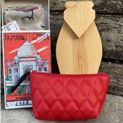 Red quilted wallet