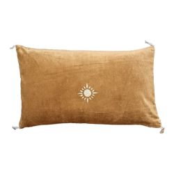 Cushion 50x30 - Old gold velvet embroidered star cushion