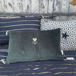Cushion 30x50 - carbon velvet embroidered star cushion