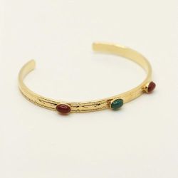 Thaïs bangle - green agate, carnelian