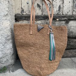 raffia handbag - tea