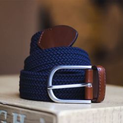 Braided elastic belt - navy blue 