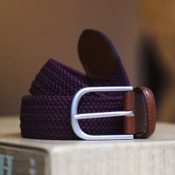 Braided elastic belt - bordeaux 