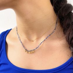 blue double stone necklace