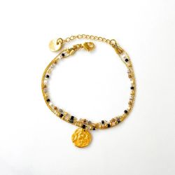 Black Miyuki triple bracelet