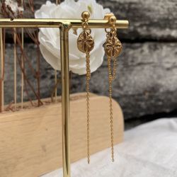 glittery gold enamel drop earring