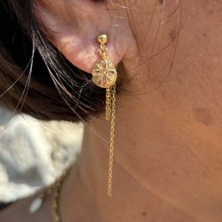 glittery gold enamel drop earring