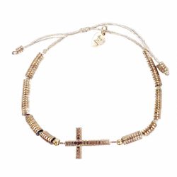 Rondelle cross bracelet - rose gold