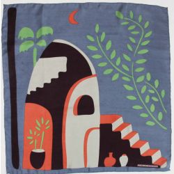 Silk scarf - Blue kasbah