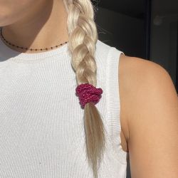 KKNEKKIi Fuchsia glitter hair ties