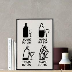 Illustrated poster "To drink wine"