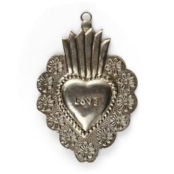 Ex-Voto Heart Flower Silver Boncoeurs