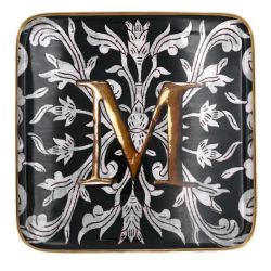 Enamelled tray Boncoeurs quatro letter M