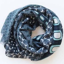 Blue atomic wool scarf