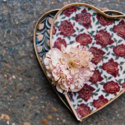 Enameled tray Boncoeurs Coeur Pink