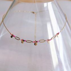 Pink stone necklace