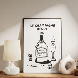 Illustrated poster "Good wines make good friends"