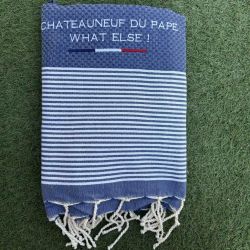 Personalized Blue bath towel “Châteauneuf du Pape”