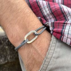 Flat link bracelet - Gray and Black