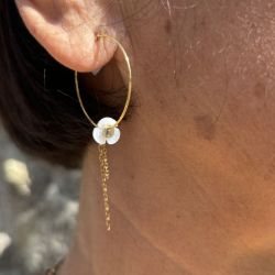 Flower Mother-of-pearl hoop earring