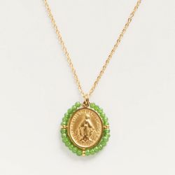 Palas Santa Maria Emerald green Medal Necklace