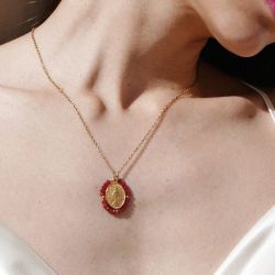 Palas Santa Maria Red Medal Necklace