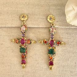 Rhinestone Cross Earrings
